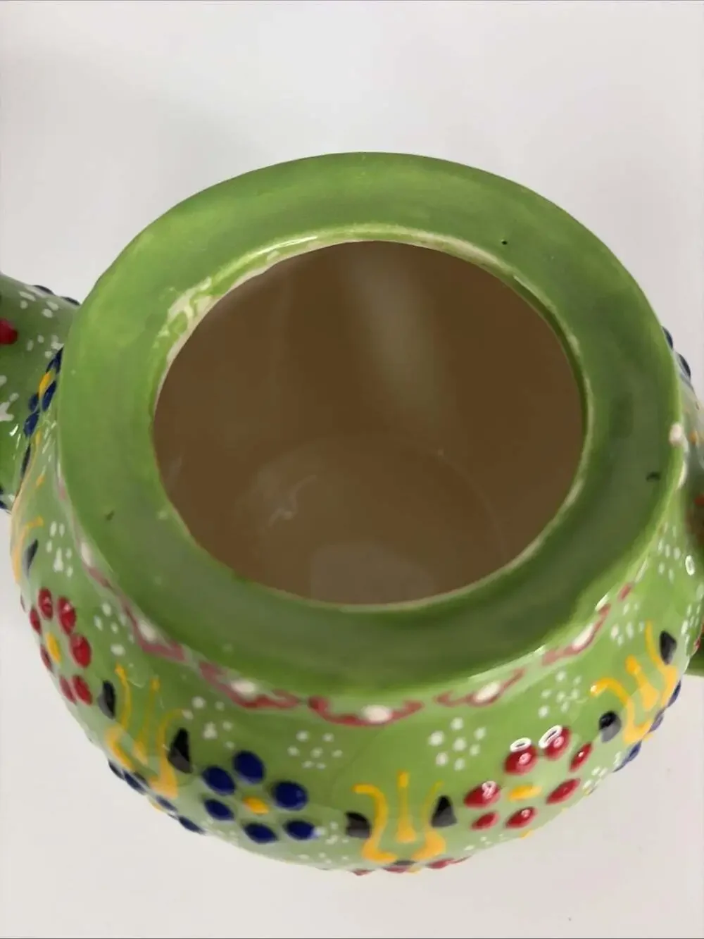 Handmade Ceramic Teapot Green Food Safe 5”x5”. Food Safe